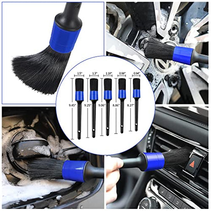 Wontolf 62'' Car Wash Brush Kit with Long Handle, Microfiber Car Wash Mop Mitt, Car Cleaning Detailing Kit, Exterior Interior Car Cleaning Supplies for Cars RV Truck Boat - color: Blue-18pcs