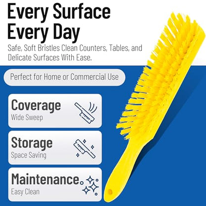 SPARTA 8 Inch Soft Counter Brush with Polyester Bristles and 5 Inch Handle, Color Coded Handheld Broom for Tables Countertops and Foodservice Surfaces, 13 Inch Overall Length, Yellow - color: Yellow