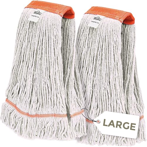 Nine Forty 2-Pack Industrial and Commercial-Grade Looped End Wet Mop Head Refill - Heavy Duty 20 Inch 4-Ply Premium Synthetic Yarn - for Optimal Absorption and Durability - White (2 Pack, Large) - color: White (Pack of 2)