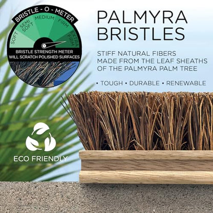 LOLA Deck Scrub Brush, 9" x 3.5" Head w/Palmyra Bristles for Outdoor Cleaning, Removes Dirt & Grime from Patios, Decks, Grout, 1 Count - size: 1 Count, style: Palmyra Deck Broom -Steel Handle