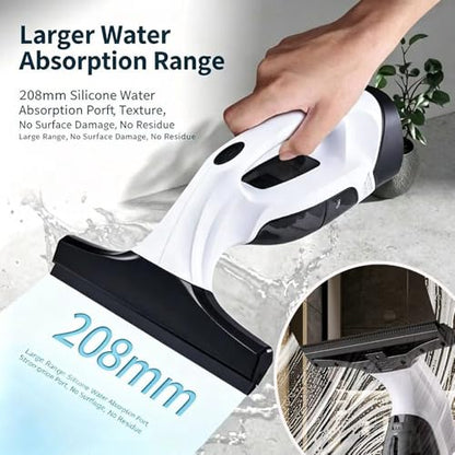 Cordless Window Vacuum Squeegee with 150ml Detachable Water Tank, Electric Window Cleaner Handheld Glass Cleaning Tool with Strong Suction for for Mirror, Shower Wall, Tile, Car Glass