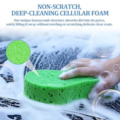 5 Pack Large Car Wash Sponges Non-Scratch Sponges for Auto, Truck, RV, Boat Cleaning Thick Foam for Kitchen, Bathroom, Household (Large)