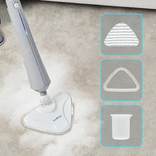 True & Tidy Complete Floor Care System with Multi-Surface Steam Mop and Spray Mop with Refillable Bottle (White)