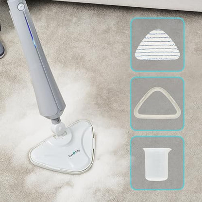 True & Tidy Complete Floor Care System with Multi-Surface Steam Mop and Spray Mop with Refillable Bottle (White)