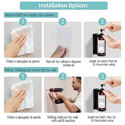 Plastic Soap Dispenser，Wall Mount Shower Pump，No-Drill Wall Mounted Shower Soap Dispenser，Shampoo and Conditioner Dispenser Modern Refillable Shampoo Pump Bottles for Shower Soap - color: 3pcs 300ml