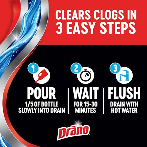Drano Max Gel Drain Clog Remover & Cleaner, Fast-Acting to Unclog Standing Water & Remove Hair, Grease & Food Blockages, Safe for all Pipes & Septic, Kitchen Sinks, Bathroom Showers, 80 Oz, 2 Pack - size: 80 Fl Oz (Pack of 2)