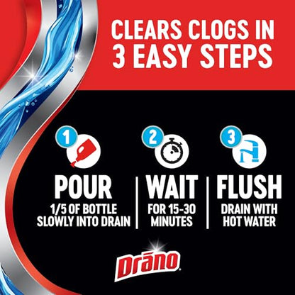 Drano Max Gel Drain Clog Remover & Cleaner, Fast-Acting to Unclog Standing Water & Remove Hair, Grease & Food Blockages, Safe for all Pipes & Septic, Kitchen Sinks, Bathroom Showers & Tubs, 80 Oz - size: 80 Fl Oz (Pack of 1)