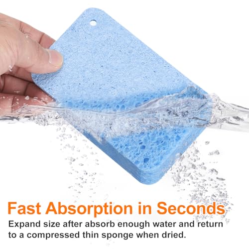 HARFINGTON 4pcs Kitchen Sponges Compressed Non-Scratch Scrub Sponge Dual Sided Cleaning Sponges with Hanging Ring for Household Use for Kitchen Household Bathroom