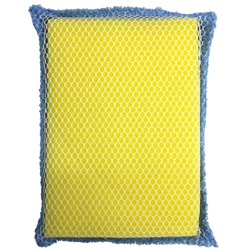LOLA Microfiber Terry & Nylon Net Sponge Scrubber Pad, Non Scratch 2-Way Cleaning, Gently Scrubs & Wipes Clean, 1 Count - size: 1 Count, style: Microfiber Terry & Nylon Net Sponges