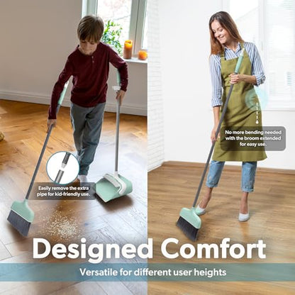 BLACK+DECKER Butler Broom & Dustpan Set - Short Handle, Stand-Up Design - Lightweight, Space-Saving Combo for Kitchen, Living Room, Bathroom, Lobby Floors - Home Cleaning Essential, Teal/Grey - size: Teal Butler Broom & Dustpan