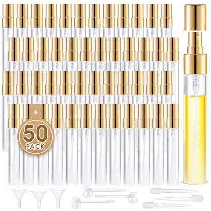 Mini Glass Spray Bottle 50pcs 5ml Clear Spray Bottle Empty, Fine Mist Refillable Mini Perfume Spray Bottle, Perfume Atomizer, Travel Spray Bottle For Hair, Small Empty Sample Containers Portable - style: Spray Bottle5ml-50P