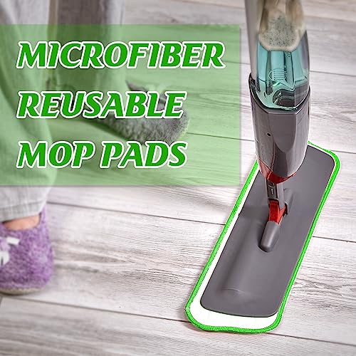 40 Pack Microfiber Cleaning Pads Machine Washable Replacement Head for Wet/Dry Mops Flat Reusable Household Replacement Mop Pad for Hardwood Floor Cleaning Scrubbing Fit Most Mops (Green) - color: Green