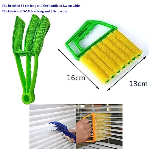 Blind Cleaner Duster Tool, 7 Finger & 3 Finger Window Venetian Blind Brushes, Washable Mini Cleaner Brush, Venetian Blinds Duster Brush for Window & Air Conditioner Fan, 2 Pack, Blue, PP+Microfiber - color: Blue