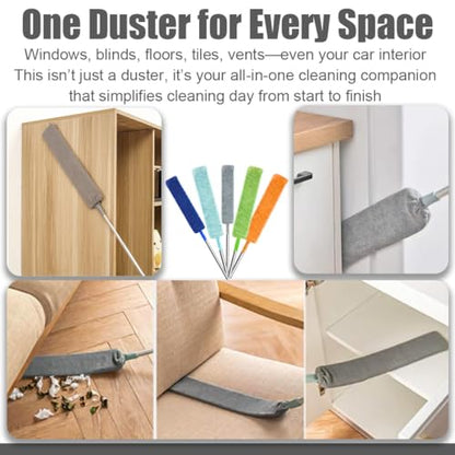 Retractable Dust Gap Cleaner, 53/98IN Retractable Gap Dust Cleaning, Extendable Microfiber Flat Duster with Bendable & Removable Head, Washable for Cleaning Under Furniture (Gray, 1.35m) - color: Gray, size: 1.35m