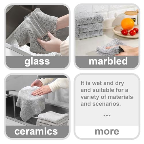 20 Pack Super Absorbent Dish Cloths Coral Velvet Microfiber Kitchen Towels Lint-Free Nonstick Oil Reusable Washable Fast Drying Rags 9.84"x9.84" Multipurpose Cleaning Dishcloths for Dishes Countertops