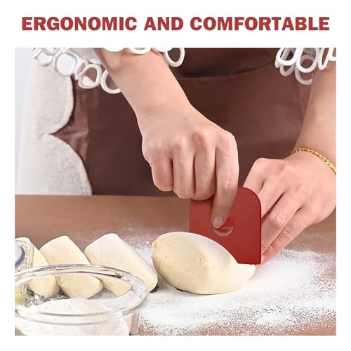 Pan Scraper, 5 Pcs Pot Scraper Plastic, Pot Scraper Non Scratch for Cast Iron, Pot and Pan Cleaning, Sturdy Scraper Kitchen Tool, Red - color: Red, size: 5 Pcs