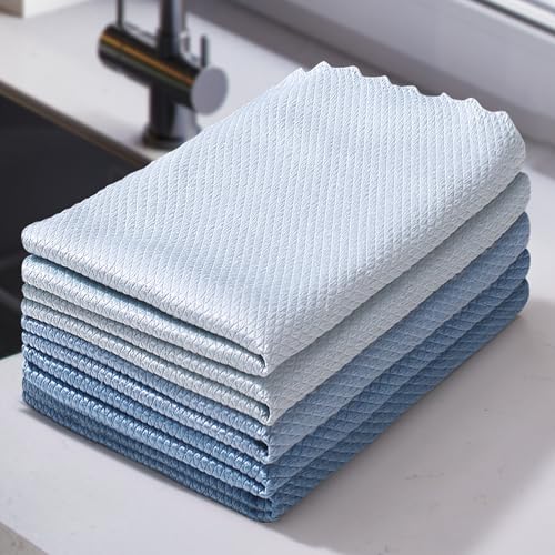 JOYMOOP Fish Scale Streak Free Magic Glass Window Cleaning Cloth, Microfiber Cleaning Cloth, Reusable Absorbent Shiny Wipes, Microfiber Towels, Lint Free Dish Drying Polishing Towels, 5 pcs - color: Blue, size: 15.7"x11.8" - 5pcs
