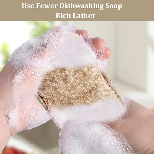 Bamboo Dish Sponge Natural Kitchen Scrub Sponges-Beige,12 Pack - color: 12 Pack