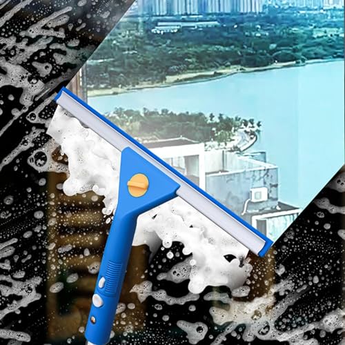 Window Cleaner Kit With Bucket - Glass Cleaning System With Microfiber Cloth Extendable Pole | Adjustable Length Heavy-Duty Equipment Window Cleaner Tools For Car Windshield Tile Glass Patio Door Prof