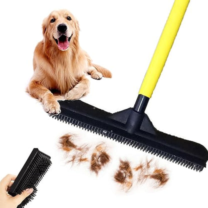 Pet Hair Remover Broom, Multifunctional Magic Broom, Rubber Brooms Pet Hair Remover, Heavy Duty Pets Hairs Remove, Pest Hairs Removal Brooms for Carpets/Mats/Couch, Retractable (Yellow) - color: Yellow