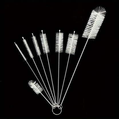 1 8 kit Cleaning Brush Pipe Cup Thin Tube Straw Long Dredging Drain Small Bottle Kitchen Supplies Tools 8pcs Set (White)