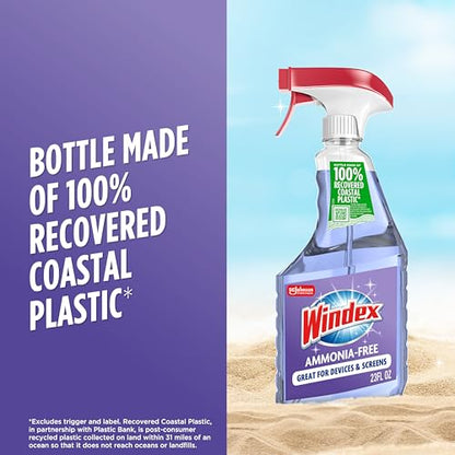 Windex Glass and Window Cleaner Spray Bottle, Ammonia Free, Packaging Designed to Prevent Leakage and Breaking, Surface Cleaning Spray, Crystal Rain Scent, 23 Fl Oz - size: 23 Fl Oz (Pack of 1)