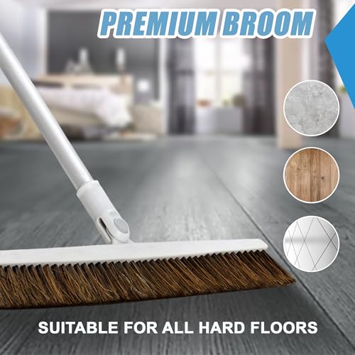 Broom for Hardwood Floors, 18" Swivel Head, 54" Handle Sweeper Lightweight Broom Easy Sweep Like Horsehair Broom