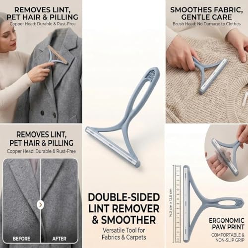 Pet Hair Remover Carpet Scraper - Lint Remover Tool with Two Way Edge for Sofa Coat Rug Bedding Furniture 1Pack(Light Blue) - color: Light blue