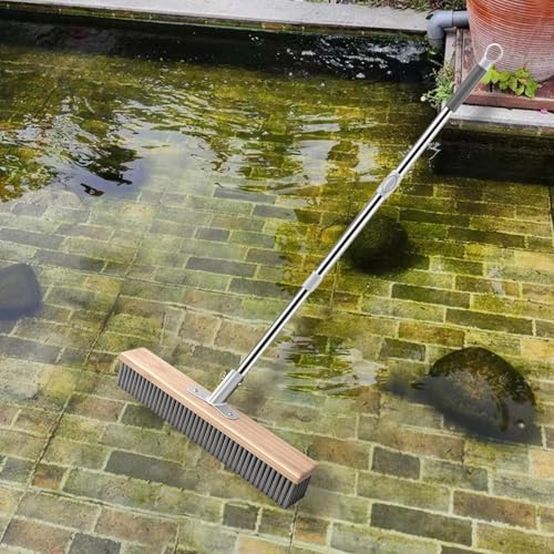 Generic Stainless Steel Wire Scrub Brush Deck Floor Brush Remover Floor Cleaning Tool with Long Handle for Rough Surface Patio, 40cm - size: 40cm