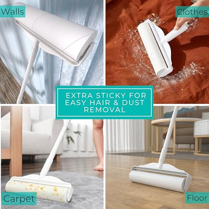 True & Tidy StickyPro XL Lint Roller Value Set with 2 Lint Roller Refills, Heavy-Duty Durable, Adjustable Handle Works Great on Pet Hair, Clothing, Furniture and More, 180 Sheets Total, Refillable - size: Lint Roller with 2 Refills