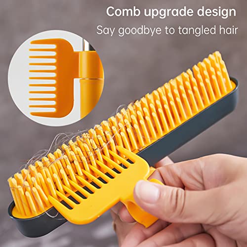 3 in 1 Floor Scrub Brush with Squeegee and Long Handle, 3 in 1 Silicone Crevice Grout Brush with 180 Degree Rotating Head for Floor Kitchen Bathroom Wall Deck Tile Cleaning - color: Yellow Green