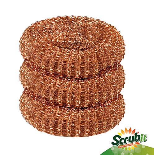 12 Pack Copper Coated Scourers by SCRUBIT – Scrubber Pad Used for Dishes, Pots, Pans, and Ovens. Easy scouring for Tough Kitchen Cleaning. - size: 12 Count (Pack of 1)