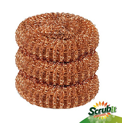 24 Pack Copper Coated Scourers by SCRUBIT – Scrubber Pad Used for Dishes, Pots, Pans, and Ovens. Easy scouring for Tough Kitchen Cleaning. - size: 12 Count (Pack of 2)