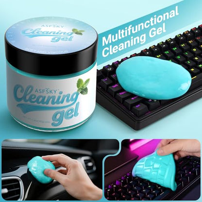 ASFSKY Car Cleaning Gel (Blue,Mint) Cleaning Putty Universal Dust Cleaning Car Interior Cleaner Keyboard Dust Remover Car Slime Gifts for Men Women girl（1 pack） - color: green