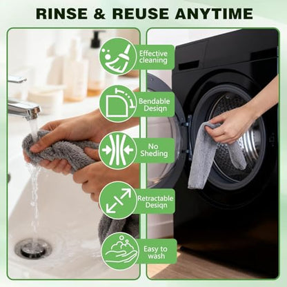 Retractable Gap Dust Cleaner Cleaning Tools with 2 Microfiber Dusting Cloths, Flat Duster Withextension Pole, Used for Cleaning Sofas, Sofa Beds, and Under Furniture (2 Dust Removal Cloth) - color: 2 Dust Removal Cloth
