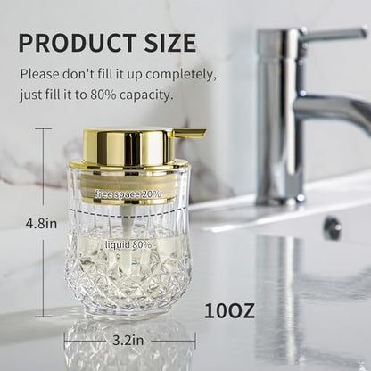 Glass Soap Dispenser,Bathroom Hand Liquid Soap Dispensers,Refillable Dish Soap Dispenser for Gold Pump,Lotion Dispenser for Bathroom,Kitchen (Clear/Gold Liquid Pump) - color: Gold Pump-liquid