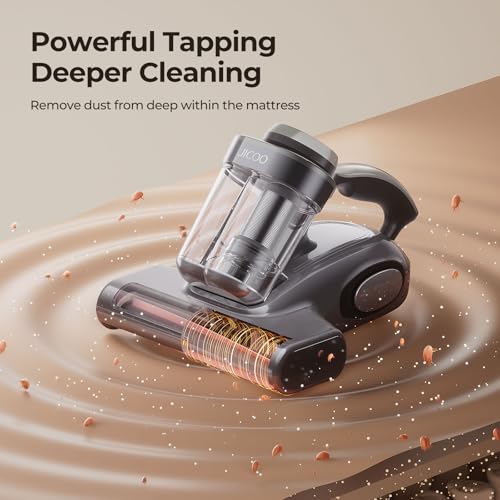 JIGOO Bed Vacuum Cleaner with Dust Sensor, Mattress Vacuum Cleaner with UV & Ultrasonic and High Heating, 13Kpa Suction 500W Powerful Double-Cup Handheld Vacuums (J300, Gray) - color: Gray