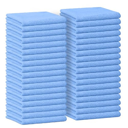 Blue Microfiber Towels (Value Pack of 36) Size 16x16 Inches - Highly Absorbent Cleaning Rags, Lint Free Towels, Reusable and Washable, Microfiber Cleaning Cloths - color: Blue