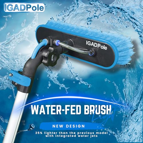 IGADPole 17 FT Water-Fed Washing Kit with Soap-Dispenser, Brush, 10″ Squeegee & Cobweb Duster for Windows, Gutters, Solar Panels & Exterior Walls - size: 17 ft Pole