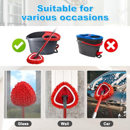 Mop Replace Head for O Cedar, Spin Mop Heads Replacements for Ocedar Easywring 1 Tank Spin Mop, Chenille Duster for Ocedar Mop Include 3 Pack Red Microfiber Chenille Mop Pad for Ocedar Spin Mop - size: For Ocedar 1 Tank Spin Mop