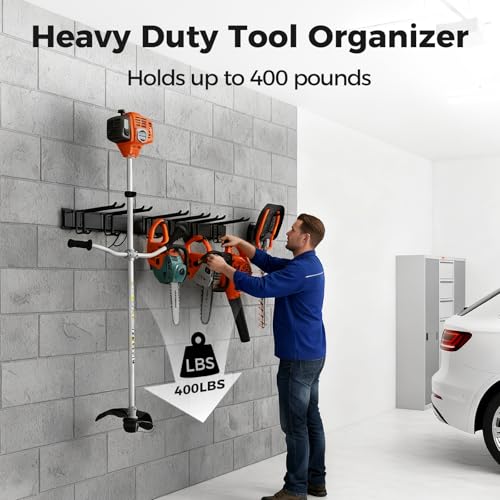 Garage Tool Organizer 48in - Heavy Duty Wall Mount Tool Storage Rack Load 350lb Garage Organization for Mop Rake Broom Shovel Folding Chair