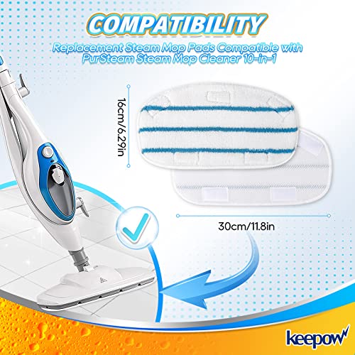KEEPOW Steam Mop Pads Compatible with PurSteam Steam Mop Cleaner 10-in-1/ThermaPro 211, Washable/Reusable Microfiber Replacement Mopping Pads, 5 Pack - color: 5 Pack