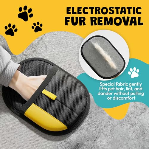 Pet Hair Remover Glove Set 2-Pack — Dog & Cat Grooming Glove, Pet Hair Remover for Furniture, Clothes & Car Seats, Reusable Lint Roller Alternative, Gift for Pet Owners
