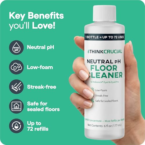 Think Crucial 72x Uses SUPER Concentrate Compatible with Roborock® Dyad & Dyad Pro – 6 oz Neutral pH Multi-Surface Floor Cleaning Solution