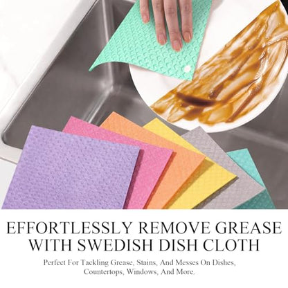 6 Packs Swedish Kitchen Dish Cloths - Reusable Paper Towels for Counters & Dishes - Eco-Friendly Cellulose Sponge Cloth (Green) - color: N-green