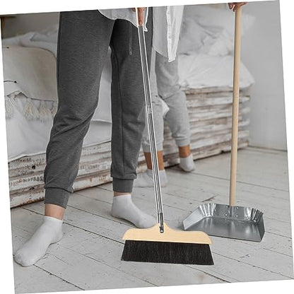 SOLUSTRE Long Handle Handled Broom with Beveled Soft Bristles for Floor Cleaning Indoor and Outdoor Use Comfortable Sweeping for Home Kitchen Garage and Industrial Spaces Reusable Dust