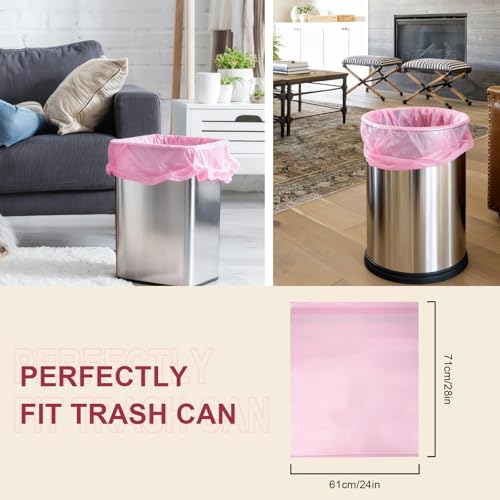 13 Gallon Drawstring Trash Bags, 40 Count Heavy Duty Kitchen Garbage Bags, Strong & Thick, Leak Proof, Tear Resistant, Unscented, for Home, Office, Bathroom, Fits Tall Kitchen Bins (Pink) - color: Pink-40 Count