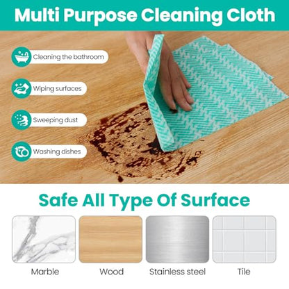 Reusable Cleaning Towels Reusable Cloths Dish Cloths, 50 Count Multi-Purpose Handy Towel, Disposabel Dry Kitchen Wipes, Durable, Absoebent, Dry Quickly, Green, Handi Wipe - color: Green,50 Pcs