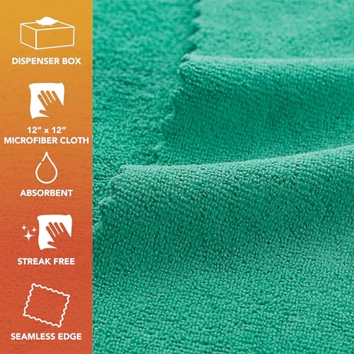 Arkwright Smart Rags Microfiber Cleaning Cloths, Pack of 50 in a Box, Lint Free 180 GSM Reusable Towels for Auto, Office and Household Cleaning, 12 x 12 in, Green - color: Green, size: 12 x 12 in