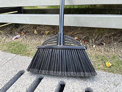 Four-Section Rod Long-Handled Broom,Heavy-Duty Broom, Angle Broom for Outdoor/Indoor（Black+Blue） - color: Black+blue